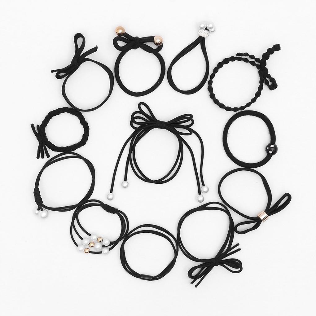 Women's Hair Tie 12-piece Set (Black) Point Hair Band