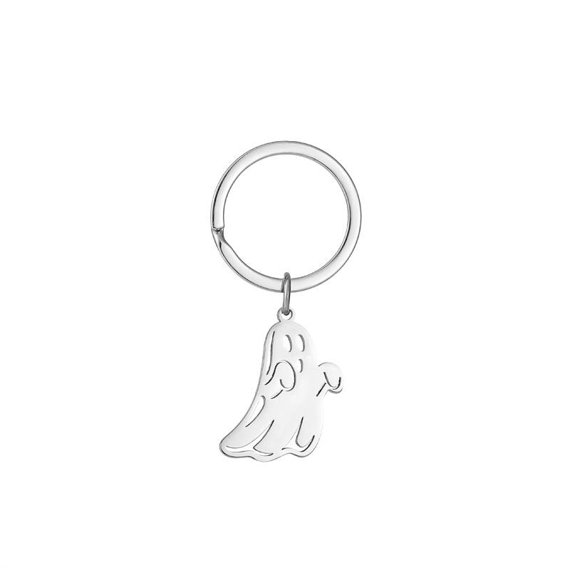 Cute Cartoon Ghost Stainless Steel Keychain Halloween Style Fashion Couple Pendant Practical Backpack Gift