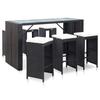 VidaXL Garden Bar Set 7 Pcs and Cushions Woven Resin Black