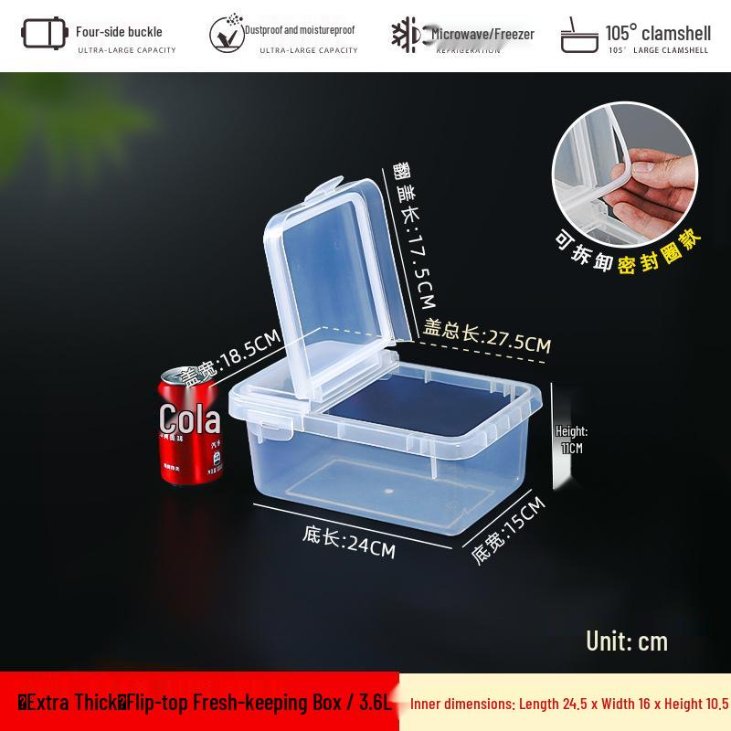 Flip-Lid Food-Grade Transparent Storage Box with Buckle