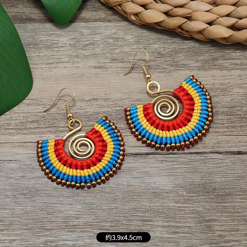Niche Design Woven Earrings Bohemian Retro Resort Style Personality Temperament Handmade Earrings