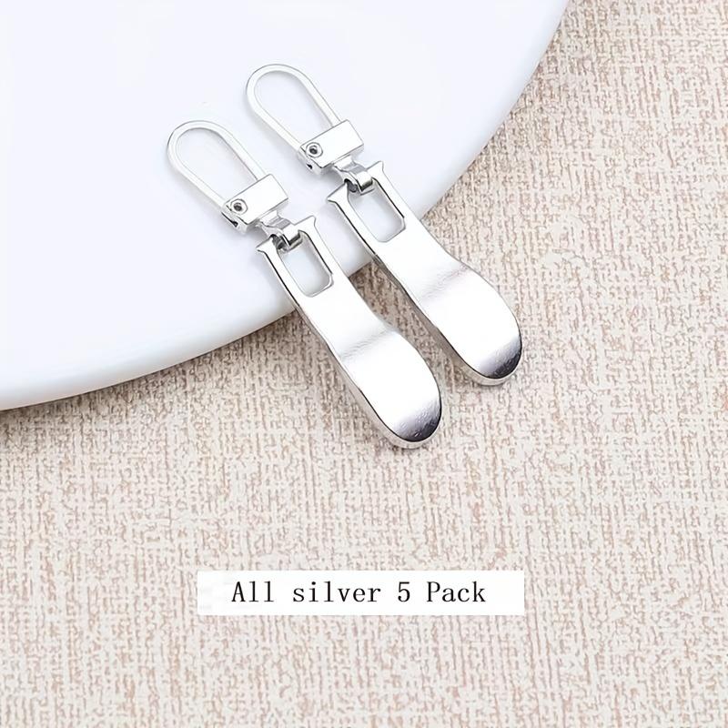 5pcs Wave-Shaped Versatile Tool-Free Metal Eyelet Semi-Automatic Pull Tab Detachable Zipper Puller Luggage Coat Clothing Shoes Boots