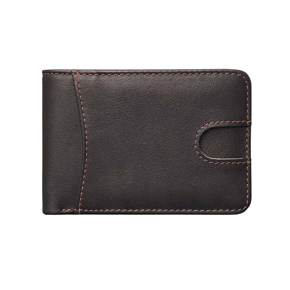 Sewn Large Capacity Thin Leather Wallet PVC Solid Color Retro Money Bag Anti-lost Classic Men Coin Purse Gift