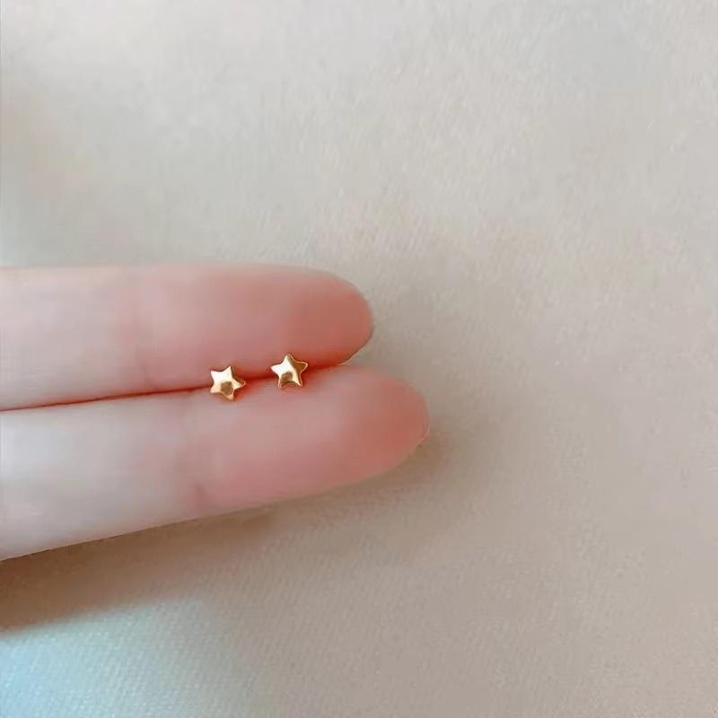 Korean Mini Small Heart Stars Stud Earrings For Women Student Teen Simple Tiny Minimalist Silver Color Ear Piercing Jewelry