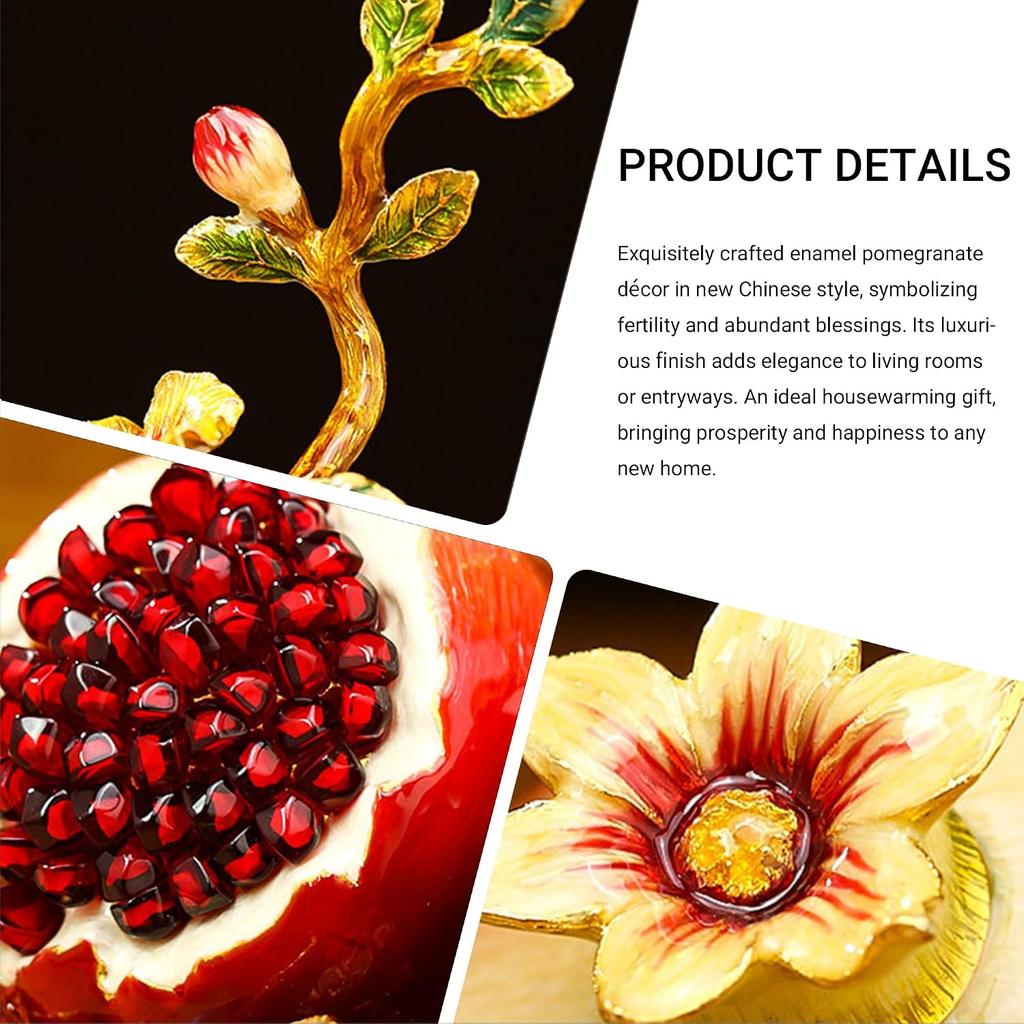 Aris & Juno Alloy Enamel Pomegranate Sculpture, Modern Chinese Style Many Blessings Figurine, Home Office Desk Entryway Prosperity Decor