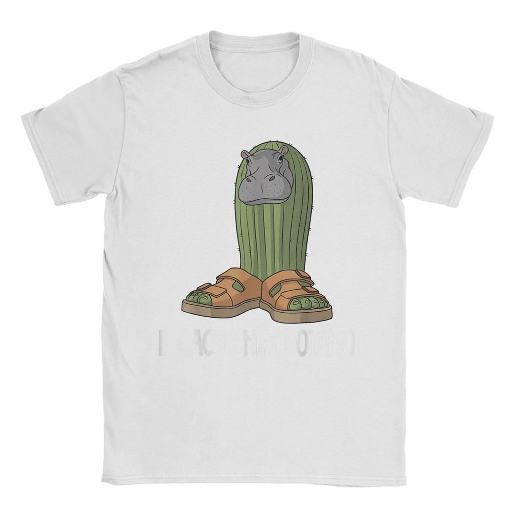 Italienische Brainrot-Charaktere Il Cacto Hipopotamo T-Shirt für Herren 100% Baumwoll-T-Shirt O-Ausschnitt T-Shirts Kurzarm-Bekleidung Bedruckt