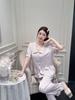 Summer new ice silk pajamas women's lotus leaf edge Korean version doll collar sweet wind thin loungewear suit can be worn outside