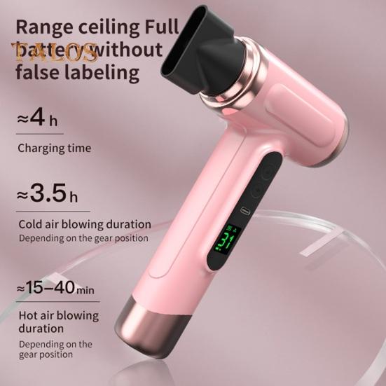 Kabelloser Haartrockner, 200 W, 15.000 mAh, wiederaufladbar über USB, verstellbares LCD-Display, hohe Geschwindigkeit, schnelles Trocknen, geringes Geräusch, tragbarer Reise-Föhn für Frauen