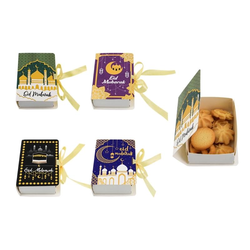50Pieces Book Shape Eid Candy Boxes 5x3.5x1.5Inch Party Treat Boxes Candy Cookie Bags For Candies And Cookie Packaging