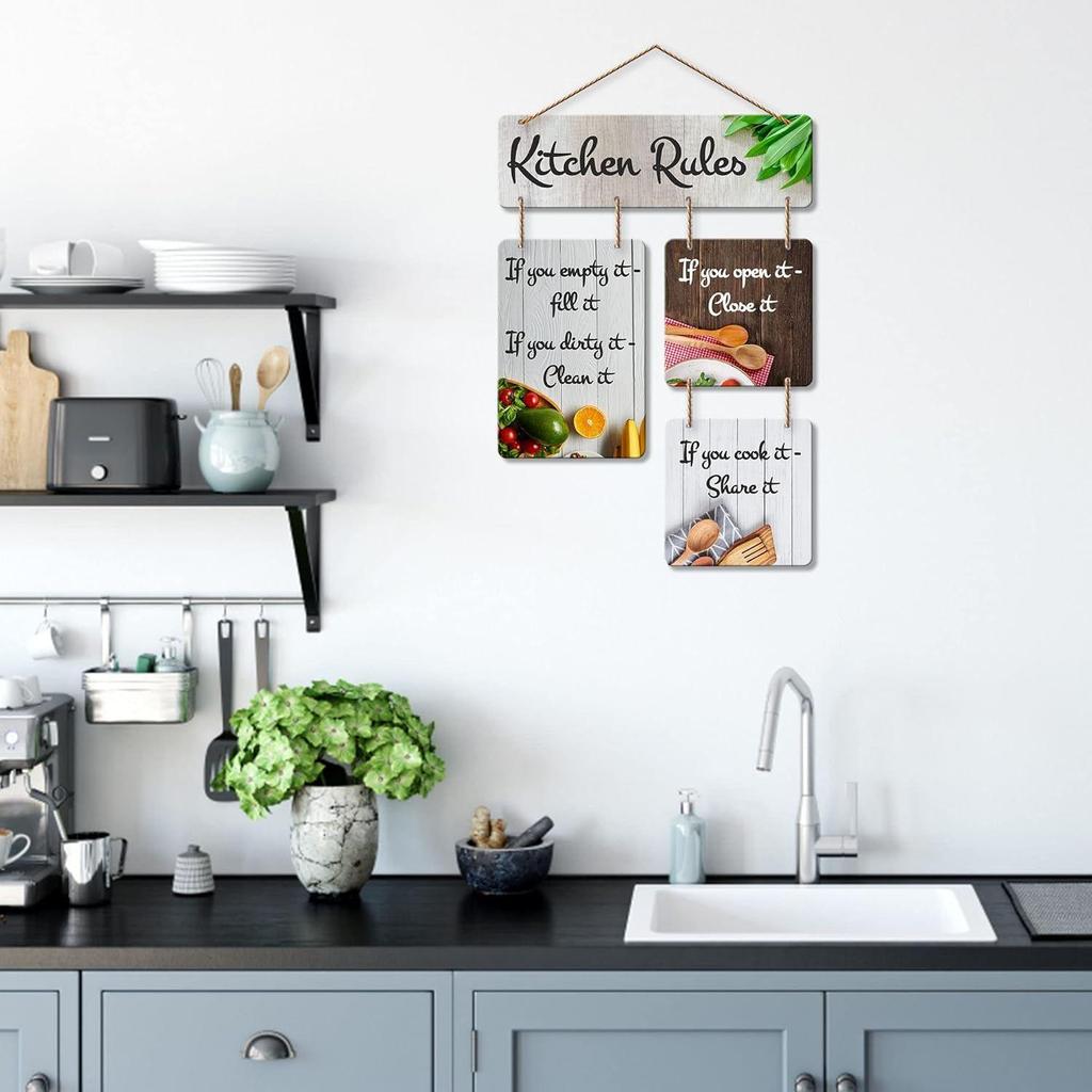 Decorative Wall Art MDF Wooden Wall Hanging for Living Room | Bedroom | Home Decor | Office | Gift | Kitchen Rules Quotes Items for House Decoration