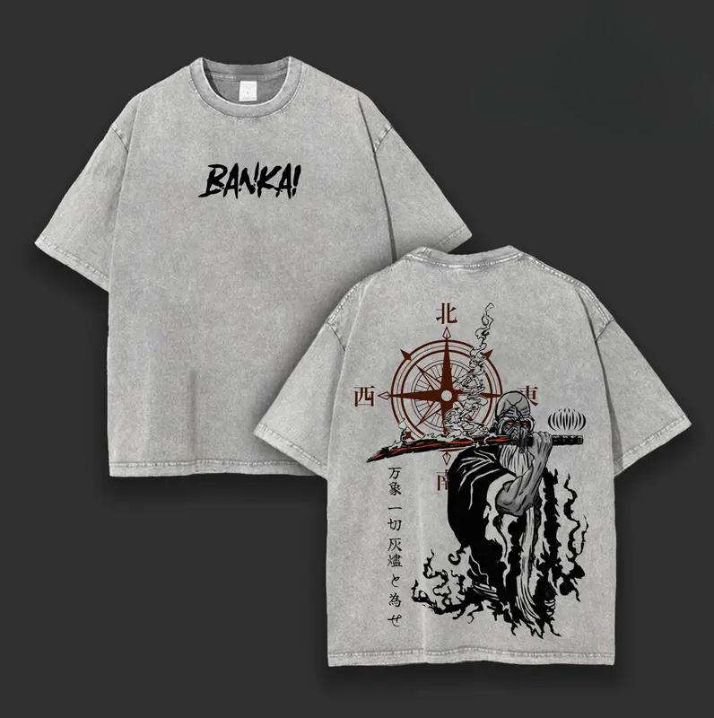Anime BLEACH Yamamoto Genryuusai Shigekuni Graphic T Shirt Men Clothing Casual Cotton Tshirt Vintage Washed Tshirt Harajuku Top S