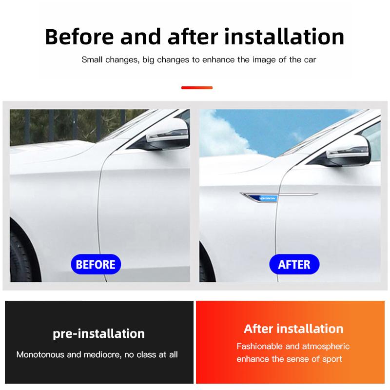 Honda Metal Stickers 2Pcs Car Body Decoration Stickers For Honda Civic FIT Accord Prelude CRV 5th City CRZ CRX Jazz HRV Pilot