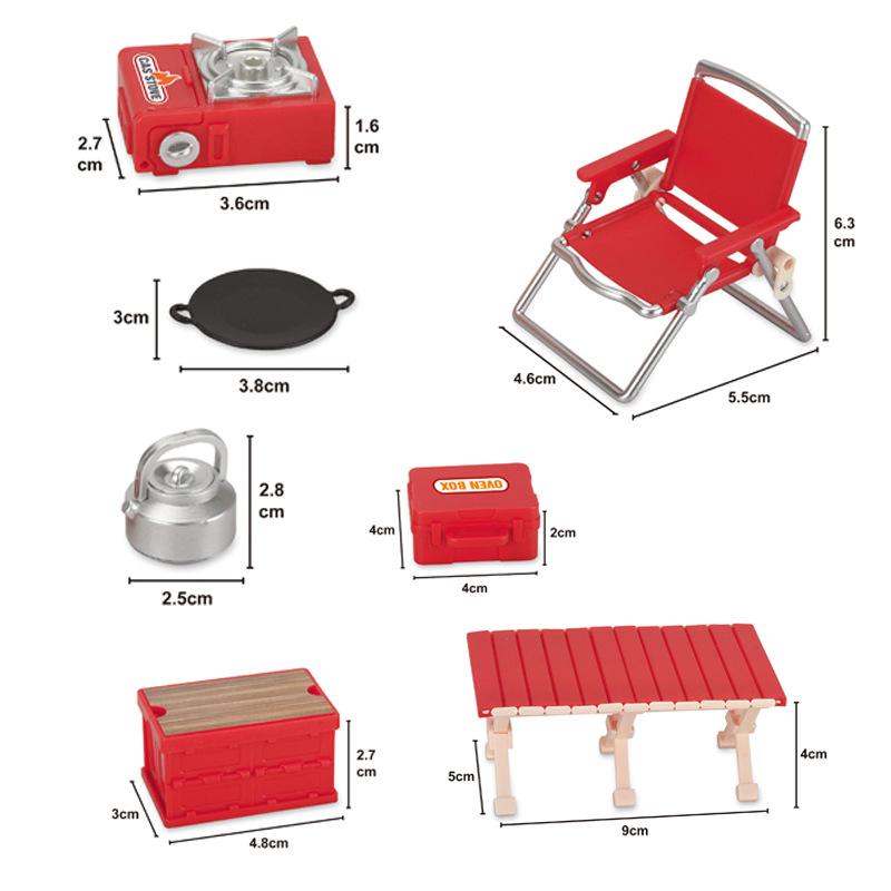 Simulation Mini Picnic Camping Set Dollhouse Outdoor Scene Decor Folding Tables Chair Stool Cassette Stoves Kid Pretend Play Toy