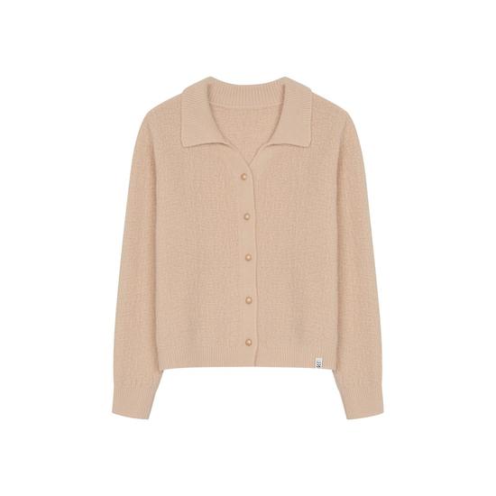 Open Collar Bouclé Long Sleeve Cardigan-L1C45KCD240 FREE