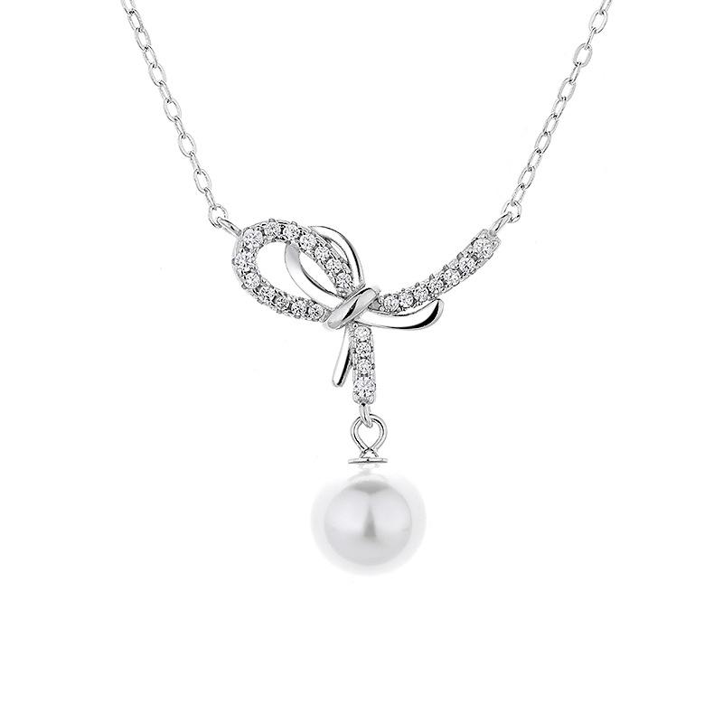 Pearl Necklace Female Bow Pendant Sweet Cute Girl Collarbone Chain Simple And Fresh For Girlfriend Premium Durable