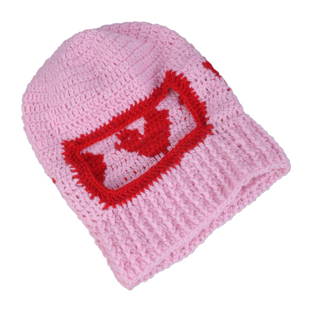 Women Balaclava Hooded Hat Heart Hooded Neck Warmer for Outdoor Halloween Cosplay Handmade Balaclava