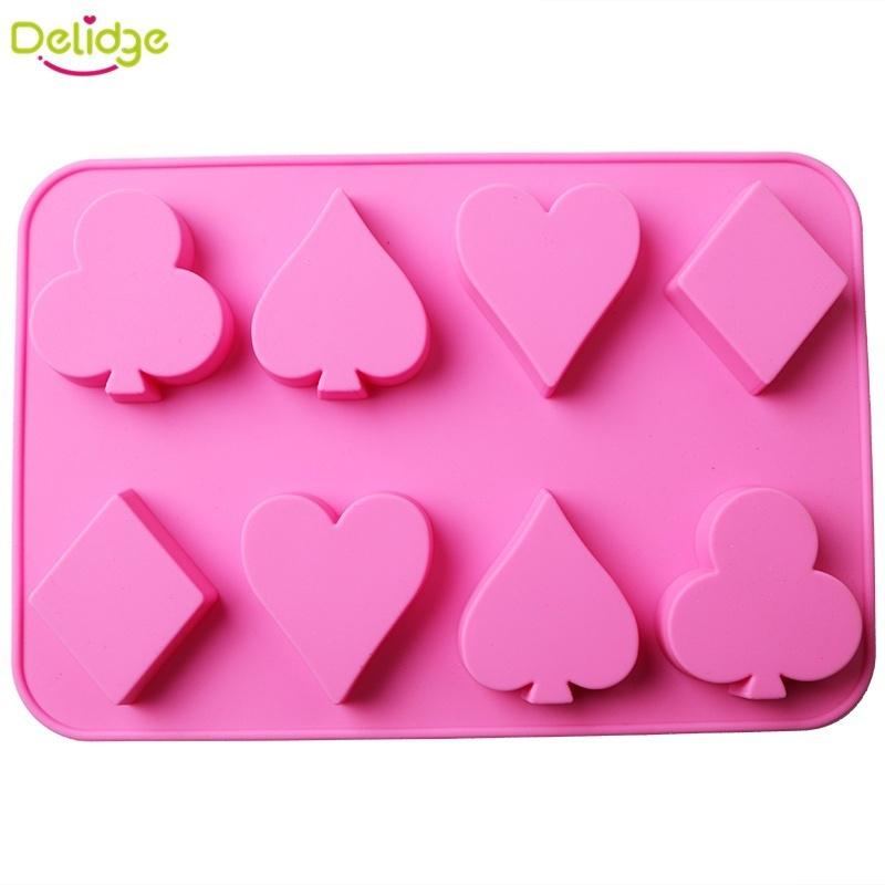 1 st 3D Poker Tårtform Silikonblock Hjärtform Fondant Choklad Godisform