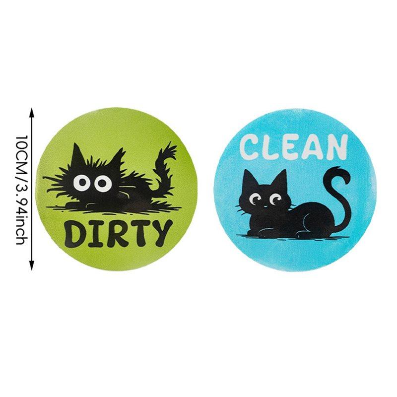 2025 Trend Double Sided Reversible Magnetic Clean Dirty Sign For Cats- 2 Pcs Funny Cat Dishwasher Flip Magnet Boards For Kitchen