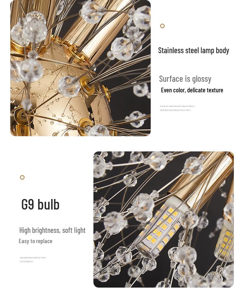 Nordic Dandelion Crystal Chandelier for Living Room or Bedroom