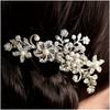 Trendy Handmade Tiara Wedding Hair Comb Leaf Flower Bridal Hairpins Pearl Rhinestone Head Jewelry Girls Wedding Hair Accessories