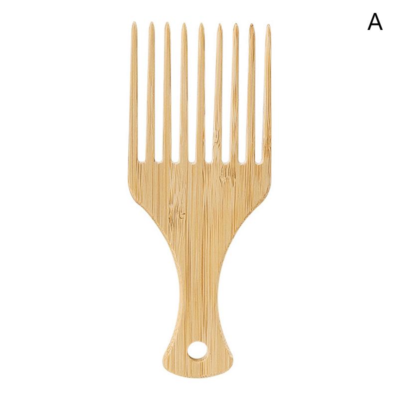 1Pcs Natural Bamboo Wooden Comb Anti-Static Afro Fork Combs Beard Comb Men Women Anti-Static Hair Wooden Comb Hair Styling Comb as the picture
