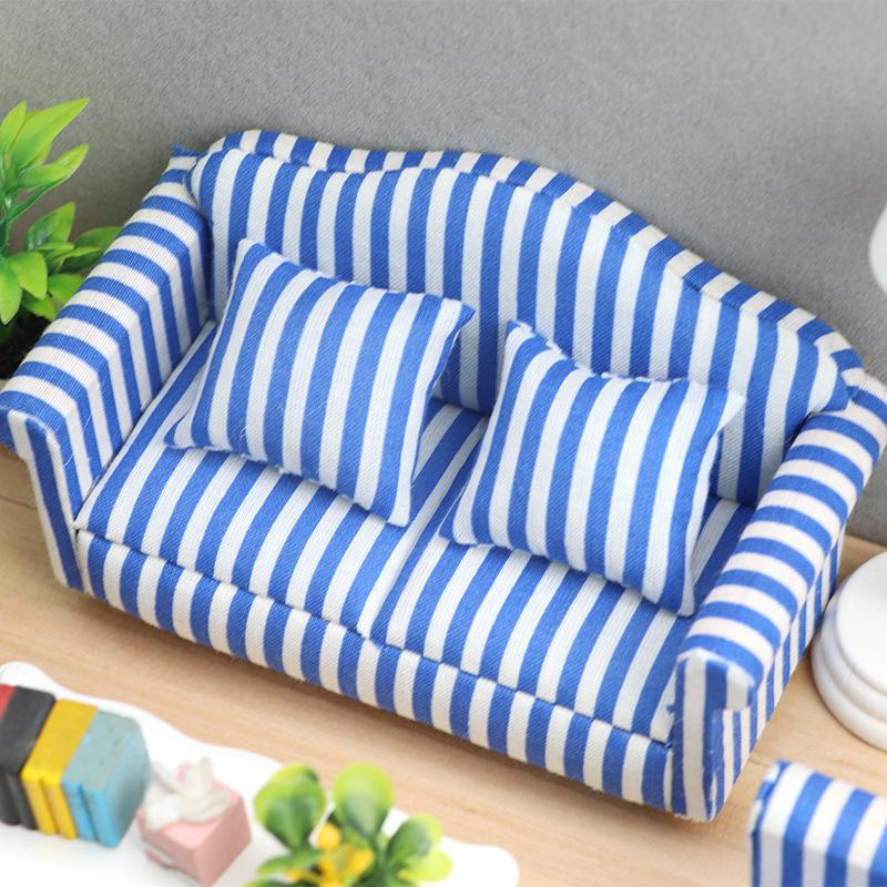1/12 Simulation Sofa Model Doll Home Miniature Single/Double Sofa Living Room Furniture Decor Micro Scene Props