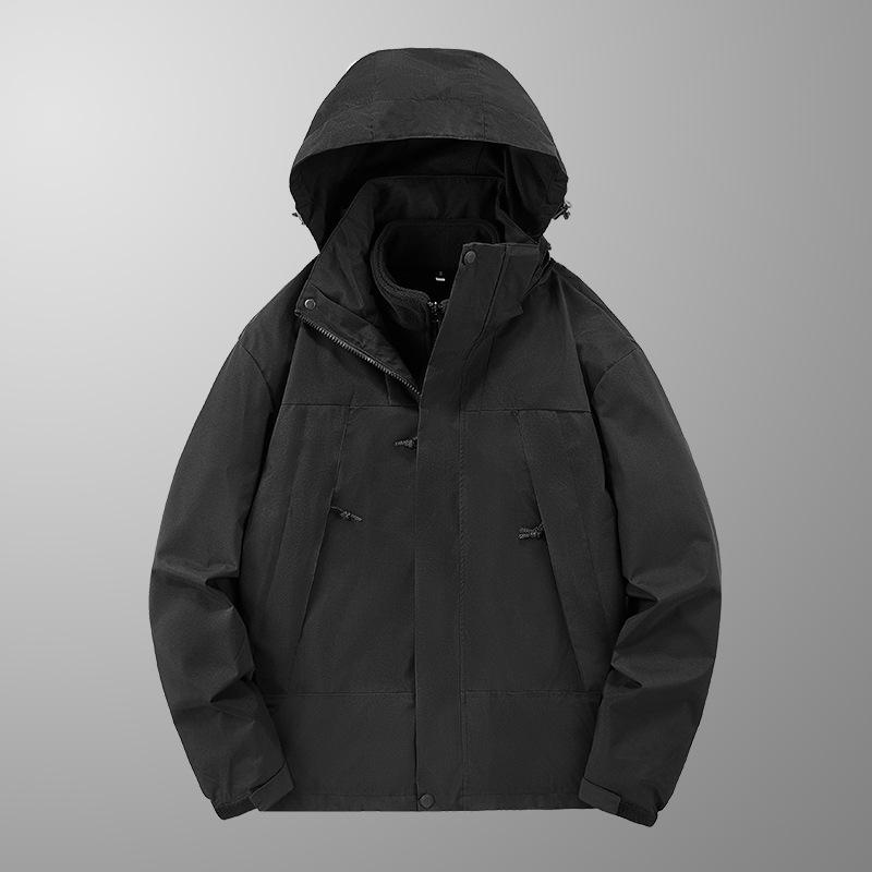Front clothes men's three-in-one velvet thickened two-piece set for men's and women's new cold-proof and warm coats in autumn and winter