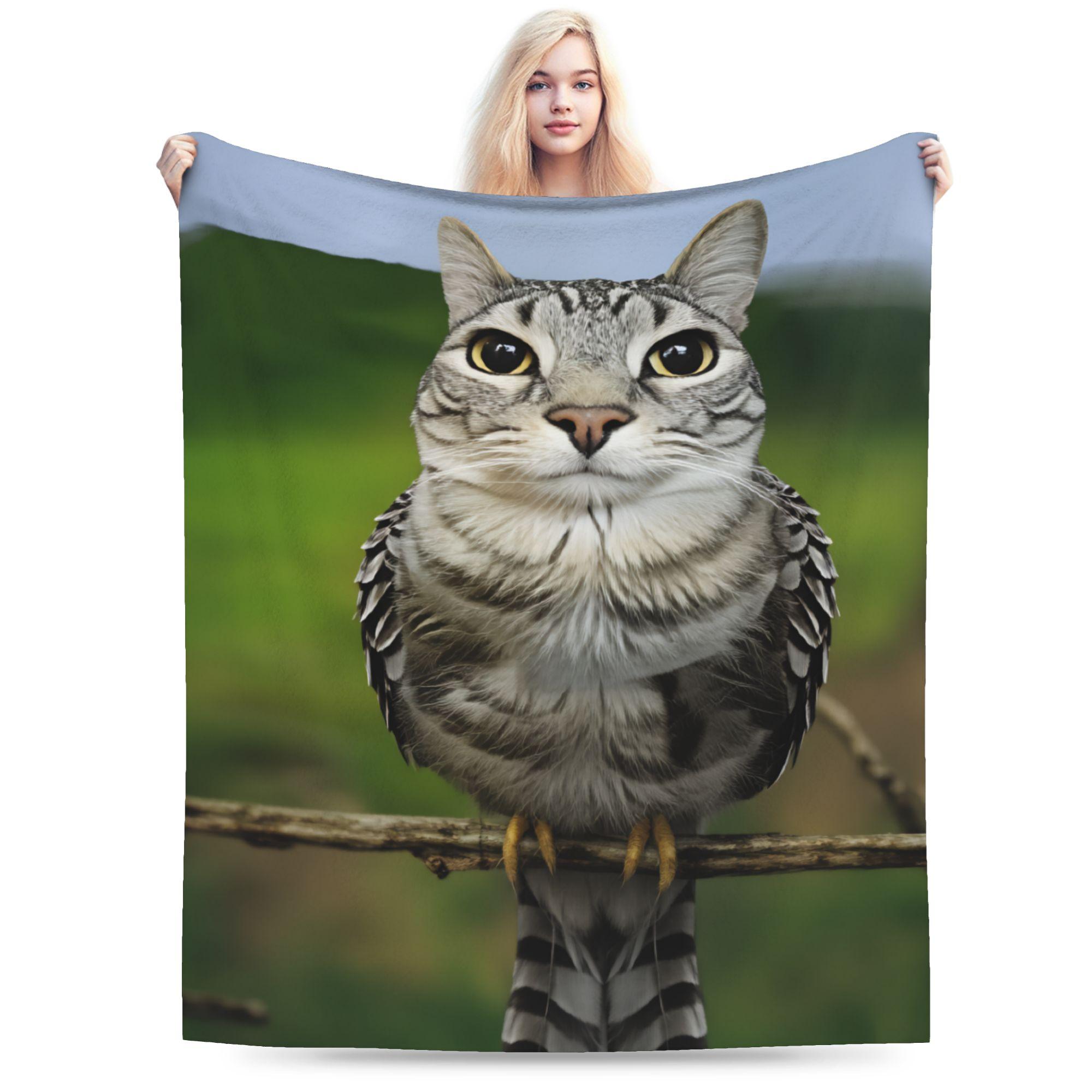 

Привіт Meowl Кіт Смішна Тварина Фланелева Ковдра Зима М яка Міцна Плед для Студентів Домашній Декор Покривало на Ліжко Покривало на Диван 30x40in