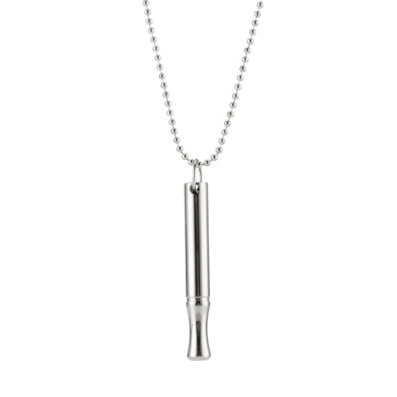 Stainless Steel Meditation Mindfulness Pendant with Whistle Design Meditation Necklace Breathing Exercise Tool for Adult