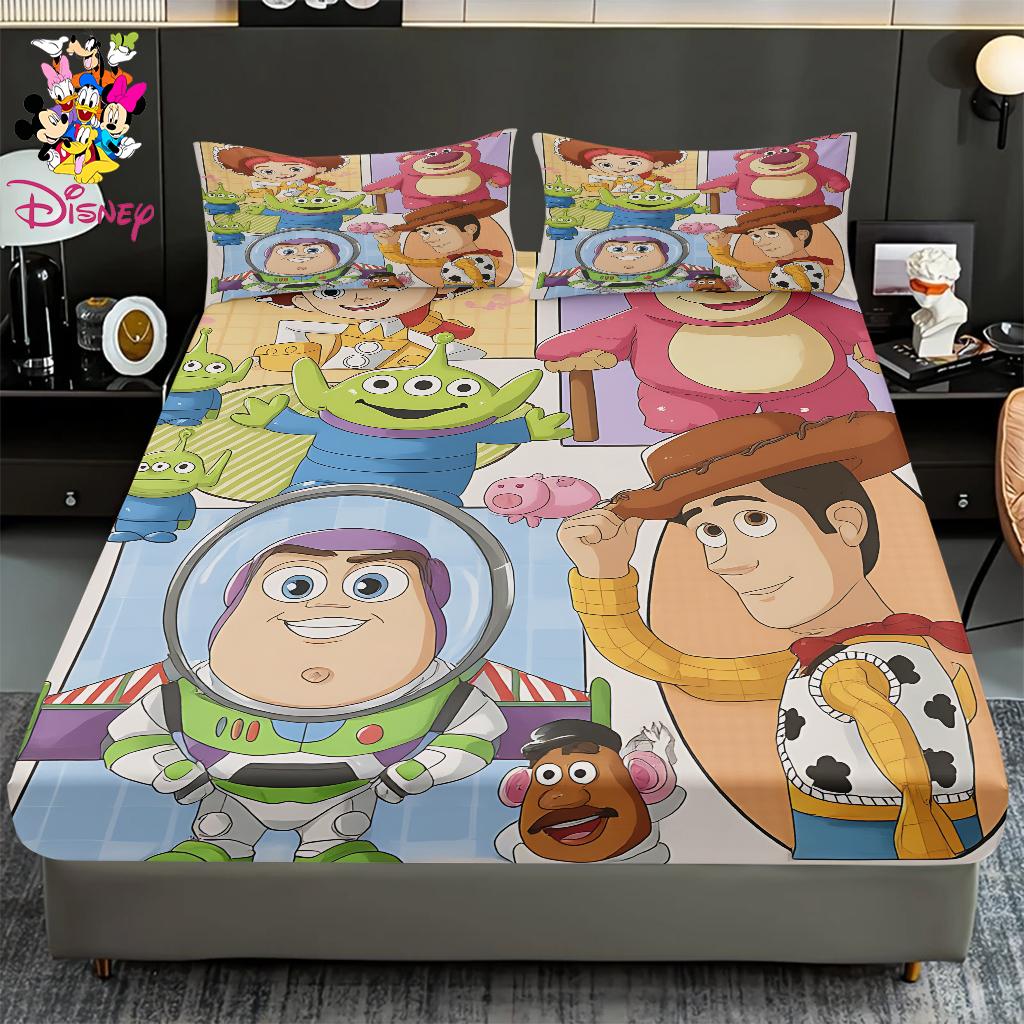 2/3pcs Disney Toy Story Cozy Fitted Sheet Set 100% Polyester Digital Print Festive Bedroom & Dormitory Decoration