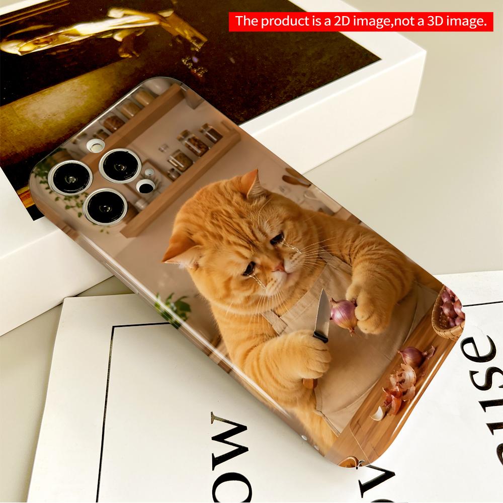 Crying Cat Chopping Onion in Kitchen All inclusive film hard phone case, compatible with iPhone 18 Pro Max 17 16 15 14 13 12 11