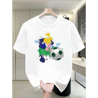 European Sizes Men'S 2D Soccer T-Shirt | Retro Print, Casual Fit, Slight Stretch Fabric, Ideal For Sports And Outdoor Activities