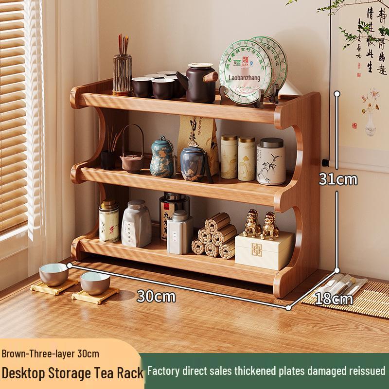 

Багатошарова полиця для зберігання чашок з масиву дерева - Настільний органайзер для маленьких склянок для води та чайних наборів.