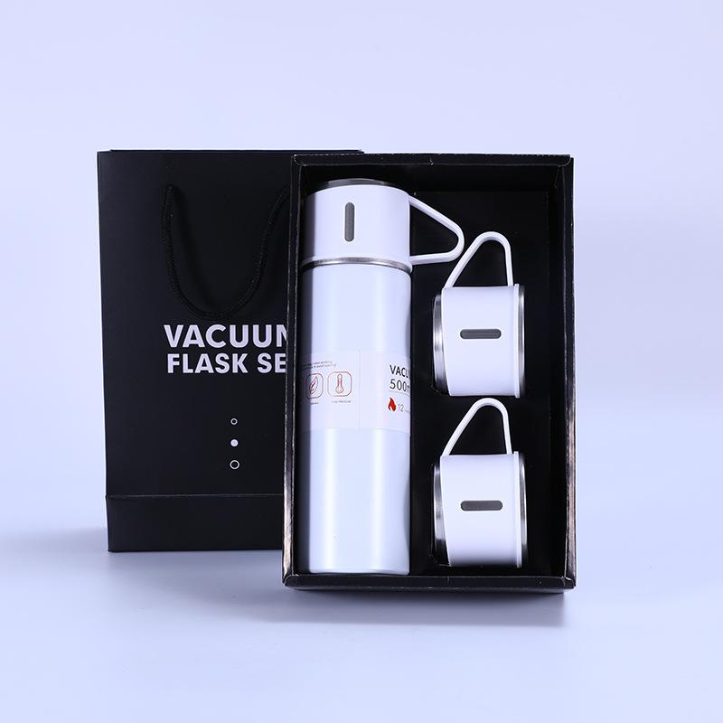 500ML Stainless Steel Vacuum Flask Gift Kit Office Business Style Thermos Bottle Outdoor Use Hot Water Thermal Insulation Couple Cup