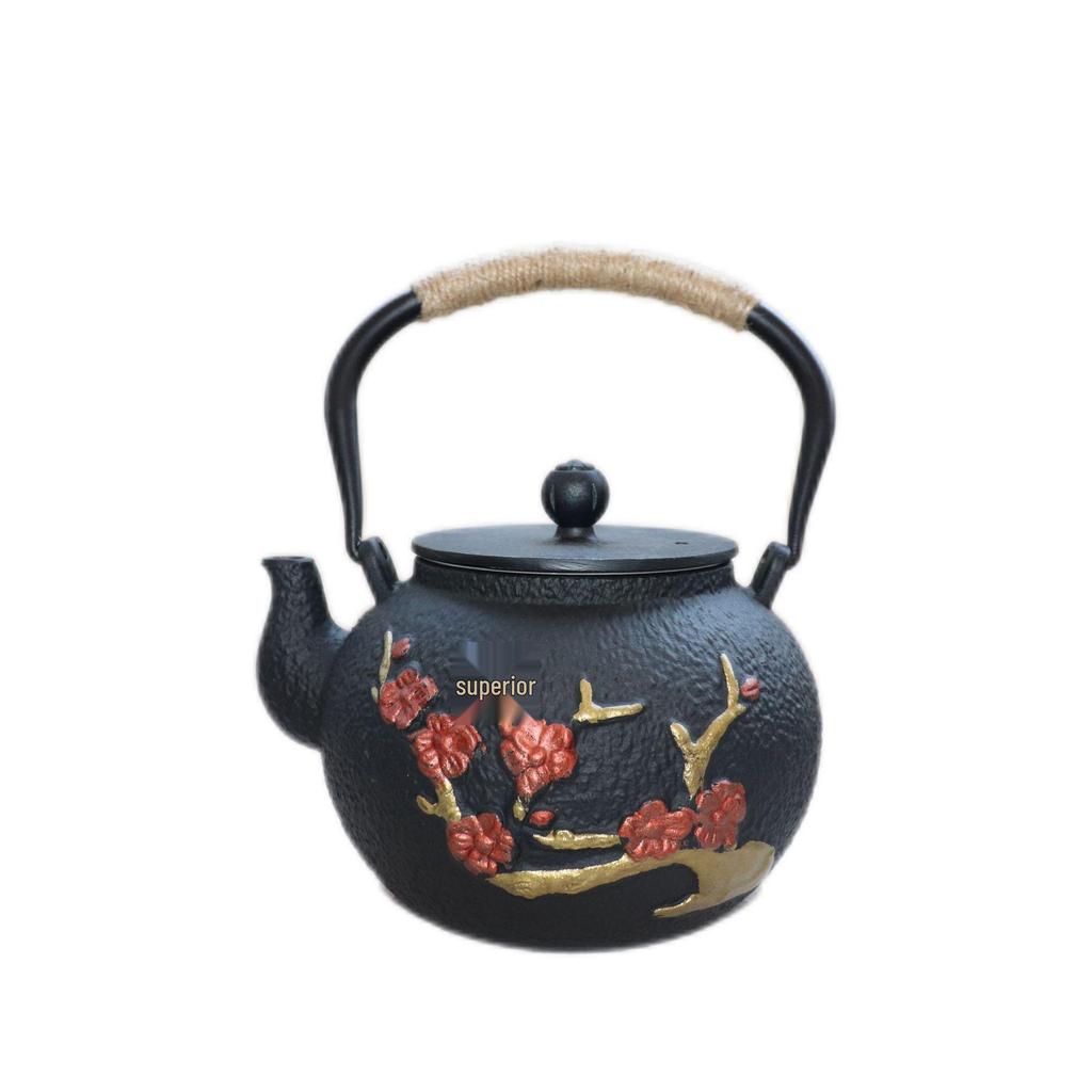 Stove-Side Cast Iron Teapot Set with Handle – High-Rise Pot for Heat Preservation and Tea Brewing