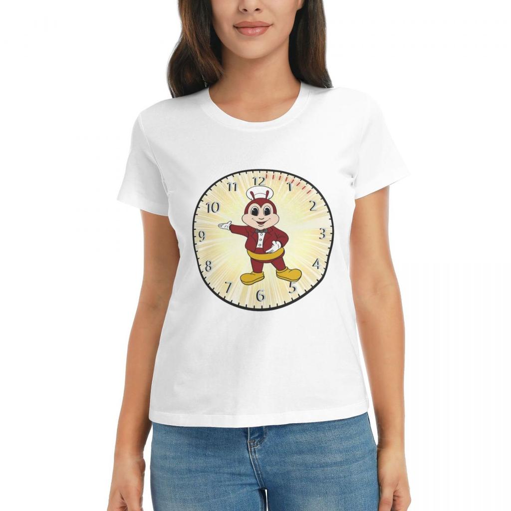 Women TShirt JOLLIBEE WALL CLOCK WITH NUMBERS VINTAGE RETRO Summer Short Sleeve Tees Crew Neck T Shirts Clothes Tops Streetwear