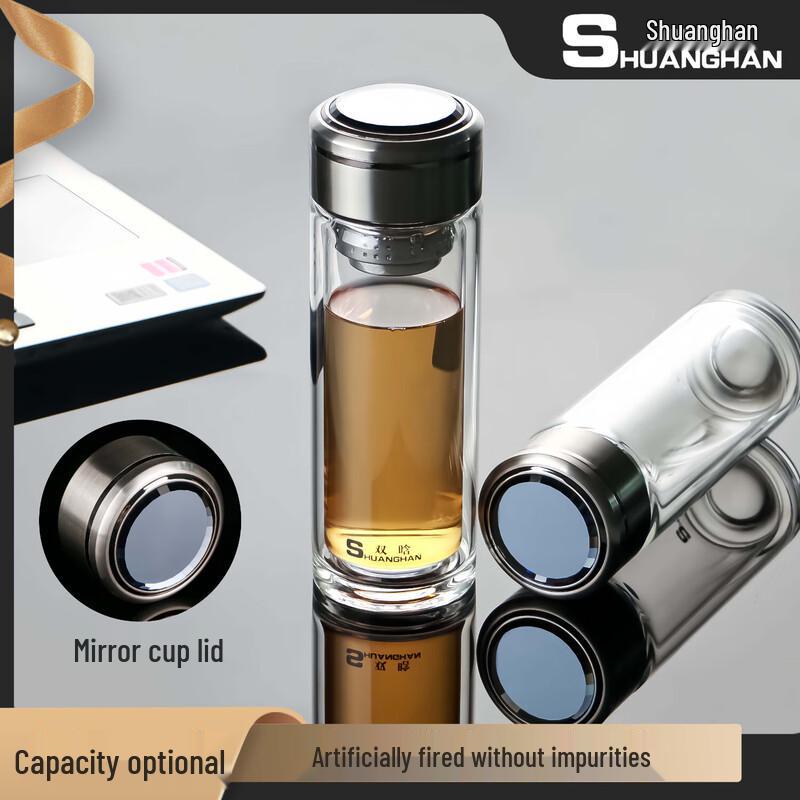 Shuanghan Premium Double-Wall Borosilicate Glass Tea Infuser Bottle