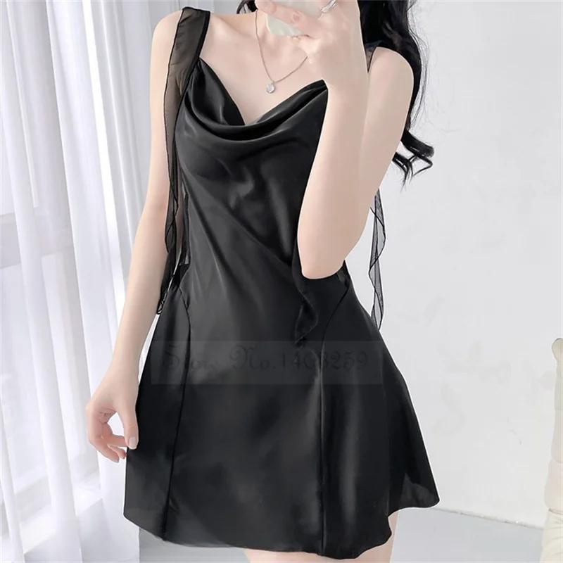 Dámská noční košile a župan Set Jaro Léto Nové Kimono Župan Noční košile Sexy Ledové Hedvábí Noční Prádlo Dvoudílný Set Volné Domácí Oblečení