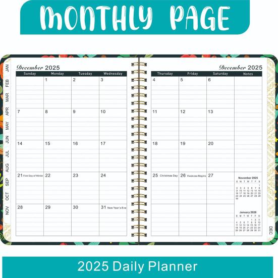 2025 planer Notebook Dickere Papier Tinte Auslaufsicher Dual-Sided Schreiben Termin Tracker Notebook