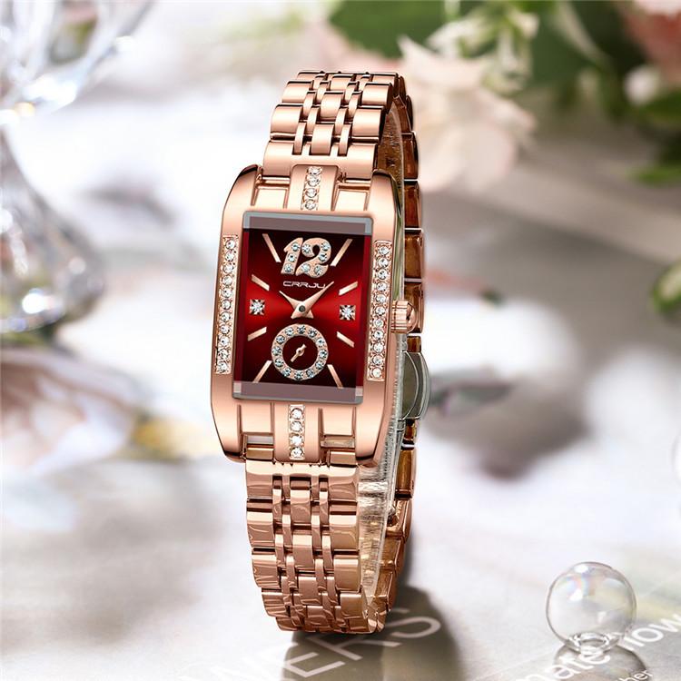 CRRJU New Watch 5017 Women's Watch Stainless Steel Strap Simple Square Business Fashion Watch