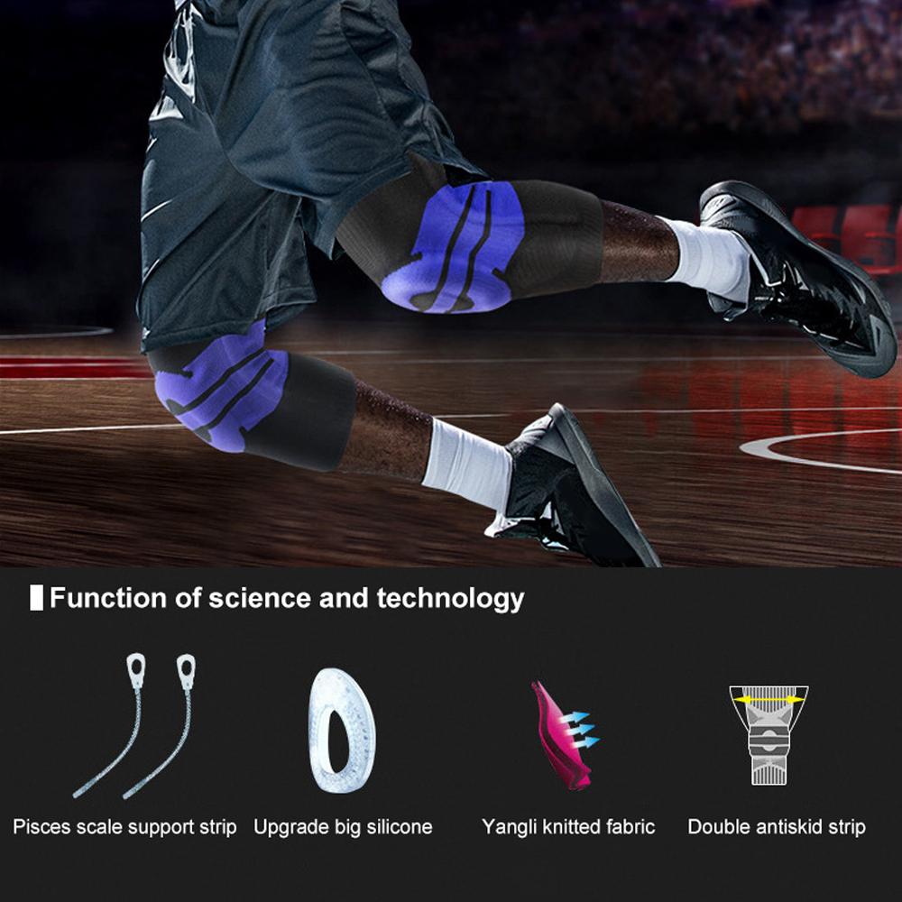 Ginocchiera Compressione con Supporto a Molla in Gel di Silicone per Menisco Strappato Artrite Corsa Stabilizzatore Rotula Uomo