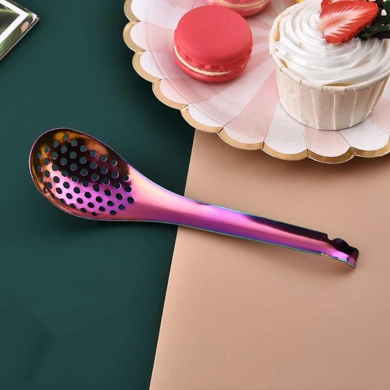 Stainless Steel Spherification Spoon, Slotted Caviar Spoon To Take Out Olives Capers From Jar, Molecular Gastronomy Kitchen Tool