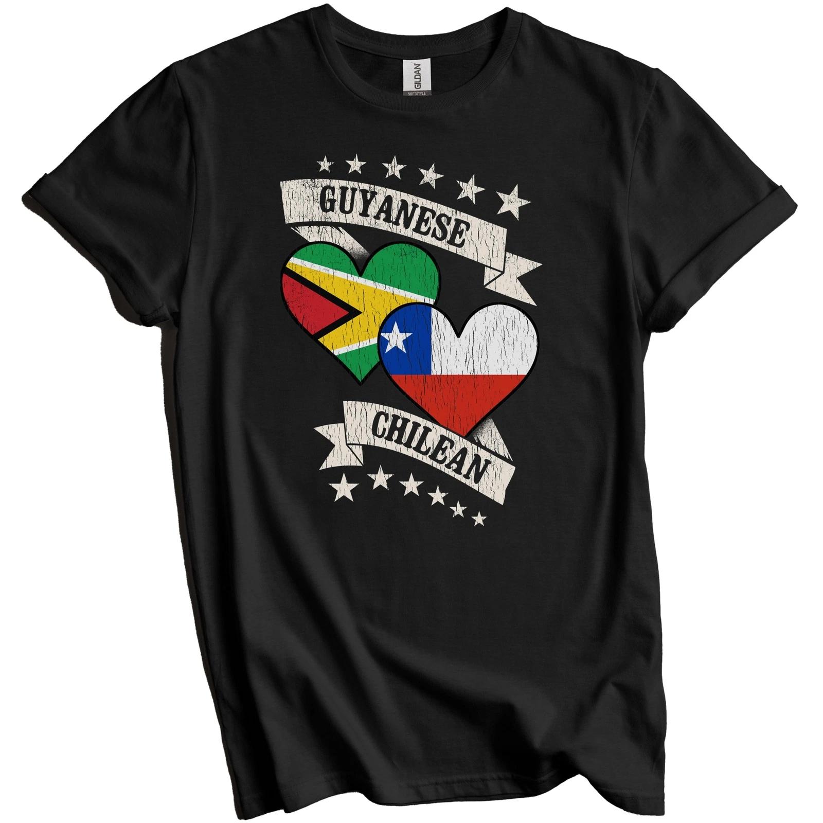 Guyanese Chilean Heart Flags Guyana Chile T-Shirt 3XL