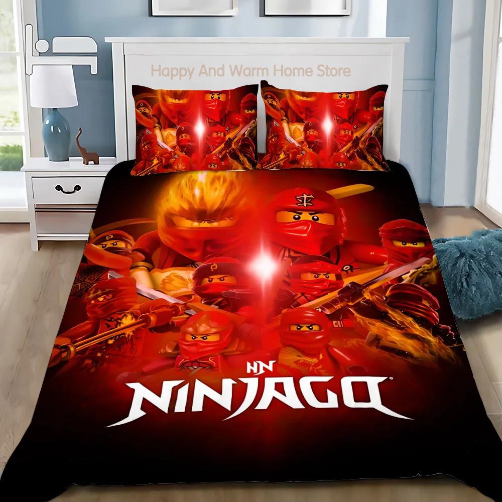 Påslakan Tecknad Spel Kuddfodral Sängkläder Set Pojke Flicka Sovrumsinredning Pojkar-N-Ninjagos-Present Enkel Dubbel Stor Storlek