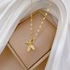 Light Luxury Full Diamond Leaves Small Fresh Slightly Inlaid Real Gold Necklace Women'S Transfer Collarbone Chain With Jewelry