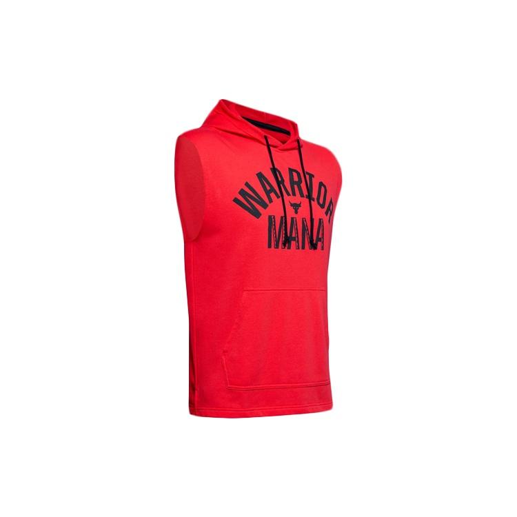 Men s Under Armour Project Rock Training Sports hooded Sleeveless Red 1352693-608 S