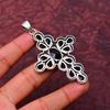 Black Onyx Gemstone 925 Sterling Silver Handmade Cross Pendant Jewelry