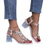 Rhinestone butterfly sandals women's new large size crystal thick heel fashion and transparent high heels