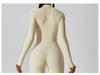 Autumn Long Sleeve Zipper Bodycon Butt-Lifting Bodysuit Yoga & Running Pants for Women - Black