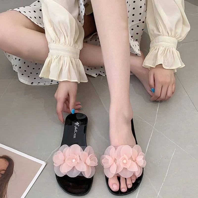 Transparent Shoes for Women With Heel Woman Slippers Cheap Liquidation Slides 2025 Luxury Sandals Waterproof Small Size H Sandal